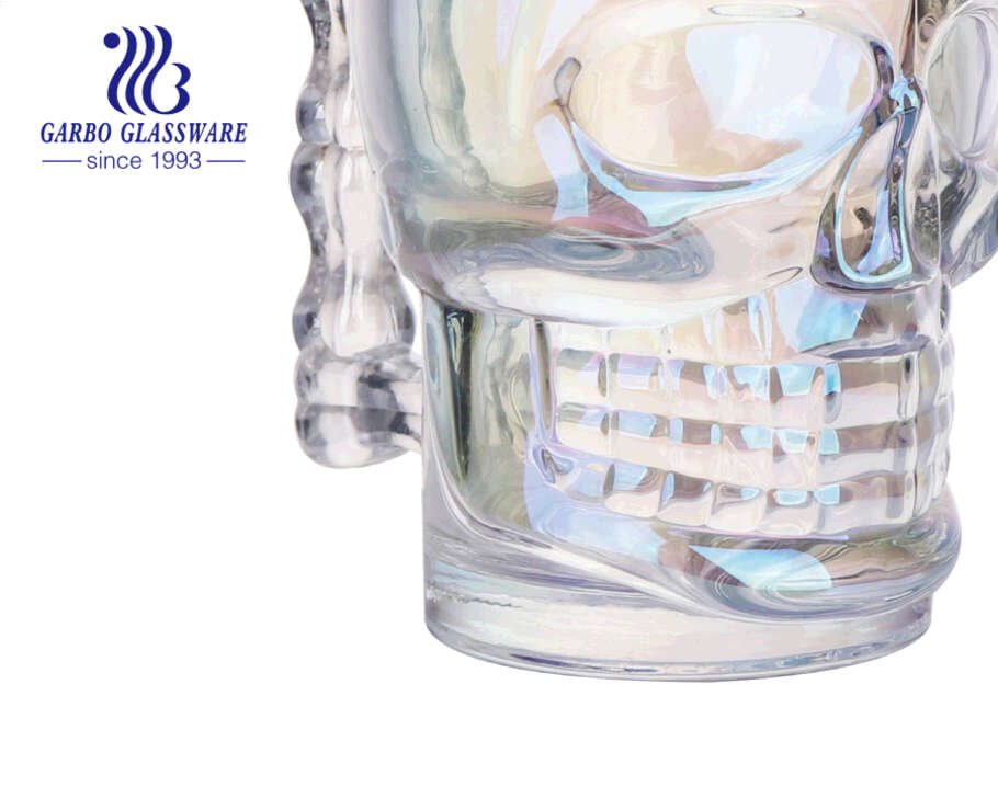 Lateinamerika heißer Verkauf 10 Unzen gravierte Schädel Design Glas Tasse für El Día de los Muertos