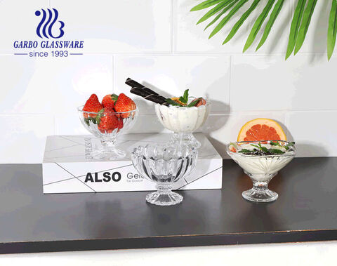 Garbo Unique Design Small cute  6oz Glass Ice Cream Cup Glass Dessert bowl dish footed base lead free 