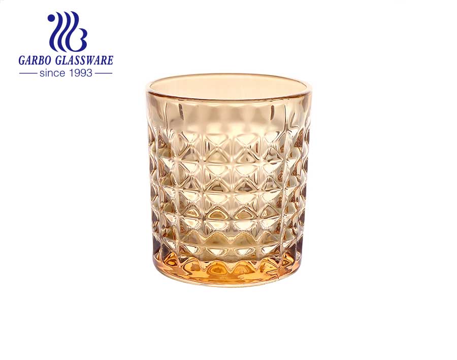 Arabic and India markets style multi sizes 8oz-14oz engraved glass cups with unfading ion electroplating color gold