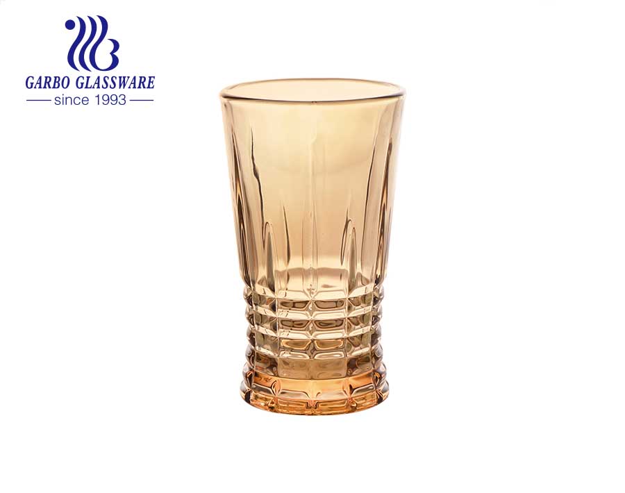 Arabic and India markets style multi sizes 8oz-14oz engraved glass cups with unfading ion electroplating color gold