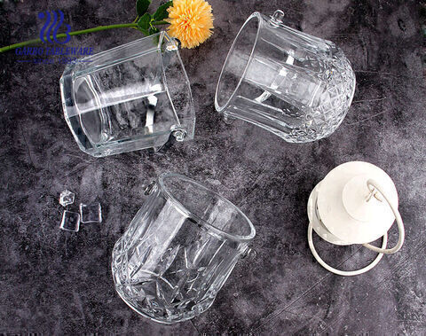 Classic designs glass ice buckets with stainless steel handle used for bar home decor