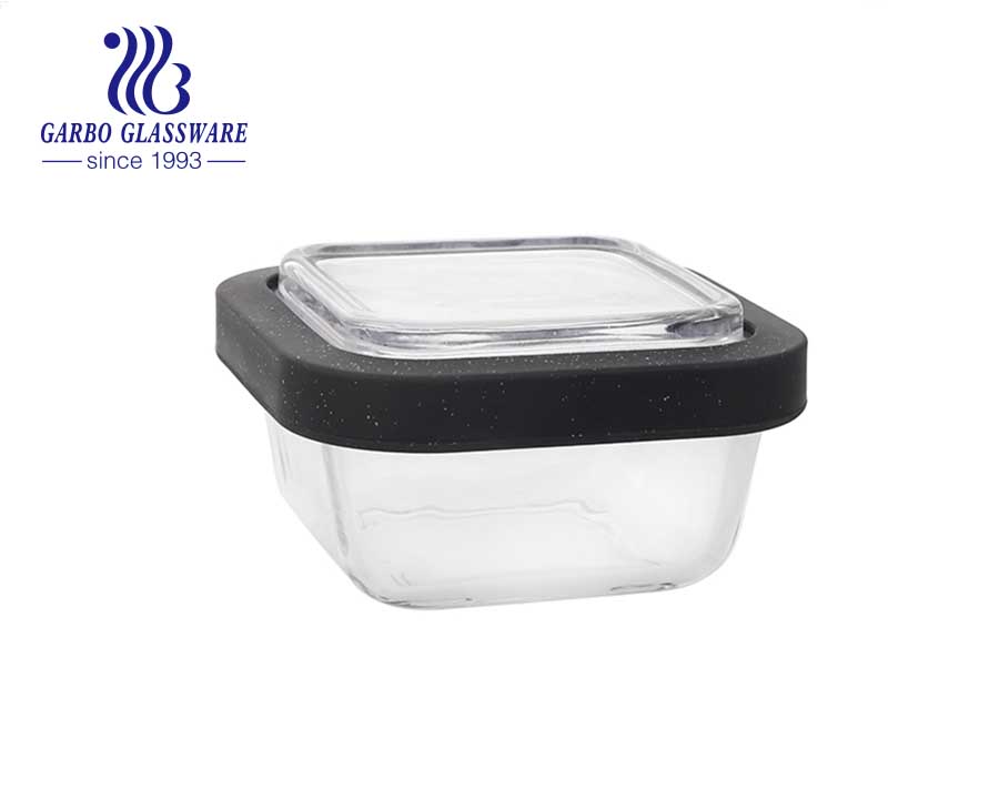 Vorratsbehälter aus gehärtetem Glas 300 ml mit silikonversiegelten Deckeln
