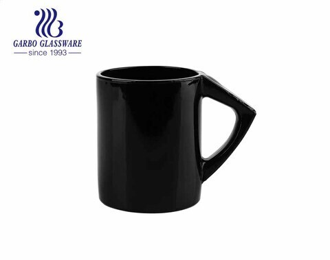 6oz Black color glass cups with handle solid color drink glass mugs for tea coffee milk 