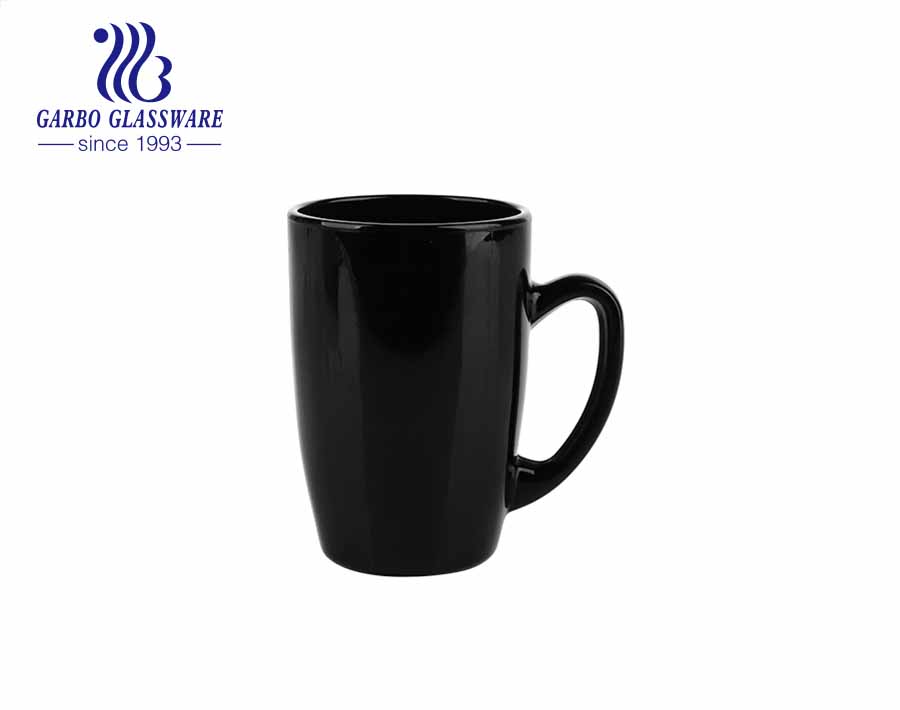 Tazas de vidrio de color negro de 6 oz con asa tazas de vidrio de bebida de color sólido para té, café, leche