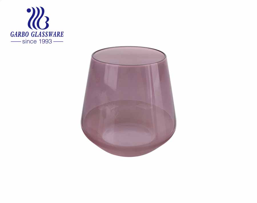 V-förmige große Klappe Handgemachte 12oz Glasblumenvase lila rote Farbe Tischplatte Home Collection Glashalter