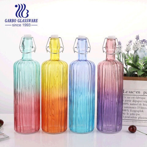 Colorful 700ml creactive water glass bottle juice beverage outdoo lead free sporty bottle  home decoration collection bottle 