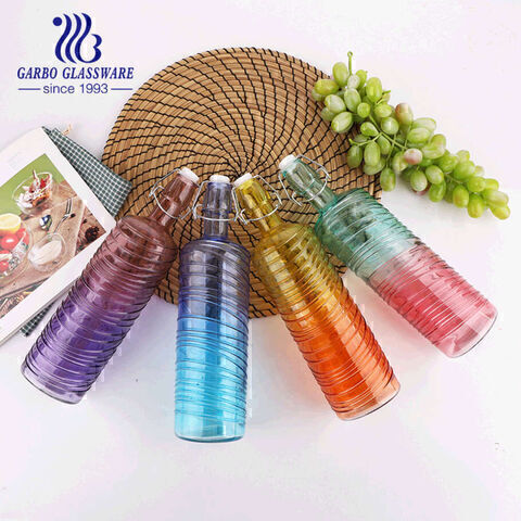 Colorful 700ml creactive water glass bottle juice beverage outdoo lead free sporty bottle  home decoration collection bottle 