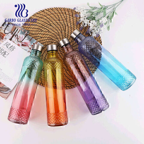 Colorful 700ml creactive water glass bottle juice beverage outdoo lead free sporty bottle  home decoration collection bottle 