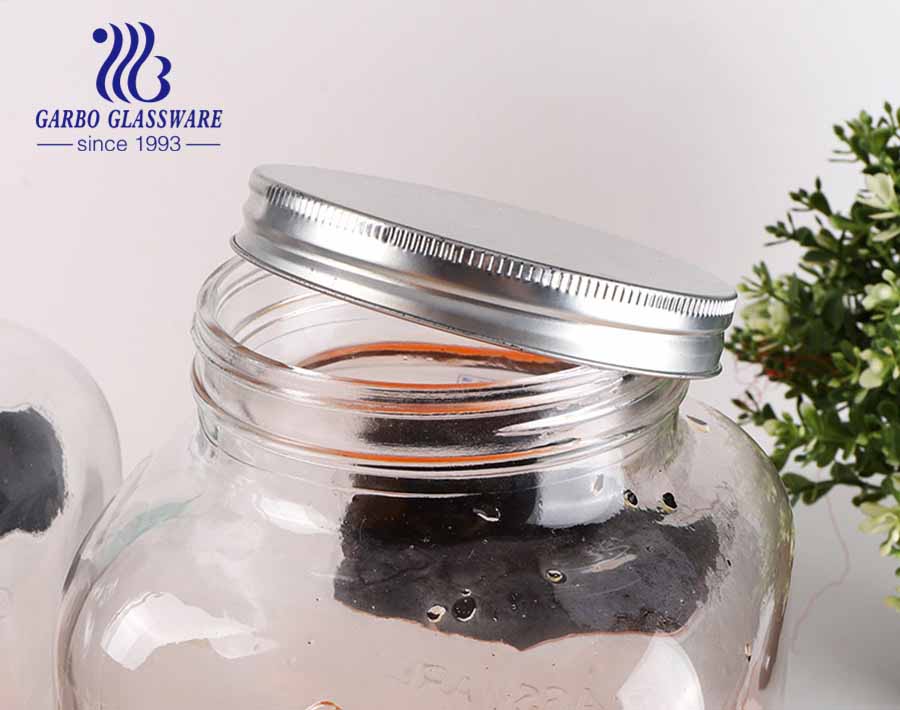  1.1 gallon 4L for Each Glass Mason Jar Double Beverage Drink Dispenser Set With Rose Gold Stand Leak-Free Spigot