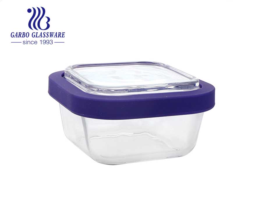 Recipientes para alimentos de vidrio cuadrado Pyrex de 570 ml con tapas selladas de silicona