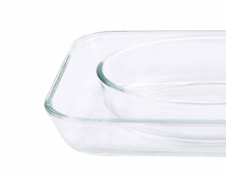 Rectangle Pyres Glass Baking Plate with Divider Suitable for Microwave and Oven