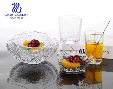 7.5inch machine-made hammer pattern clear glass salad bowls with good price