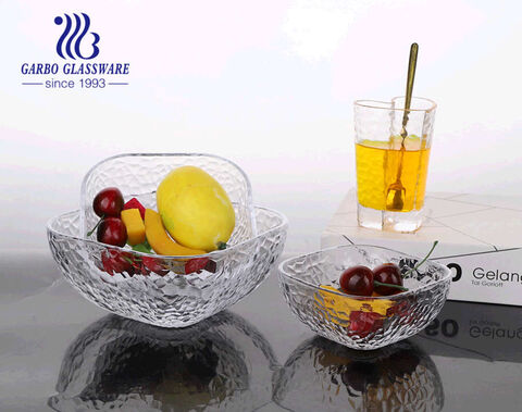 7.5inch machine-made hammer pattern clear glass salad bowls with good price