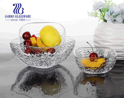 7.5inch machine-made hammer pattern clear glass salad bowls with good price