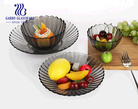 Assiette à fruits en verre haut de gamme de style spécial bleu de style européen fait à la main de 6 pouces