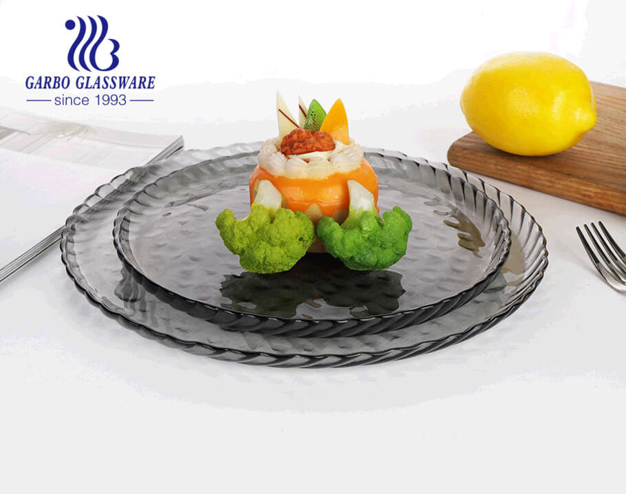 Assiette à fruits en verre haut de gamme de style spécial bleu de style européen fait à la main de 6 pouces