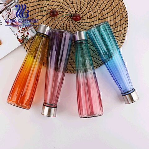 500 ml  color glass bottle with lid decorative vintage glass bottle for bottle tree, flower vases 