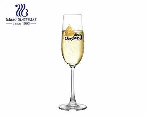 Tazza di vetro calice calice stampa Buon Natale per vino birra Champage