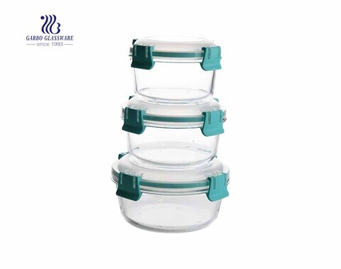 Set 3PCS Pyrex High Glass Lebensmittelbehälter-Sets mit silikonversiegelten Deckeln