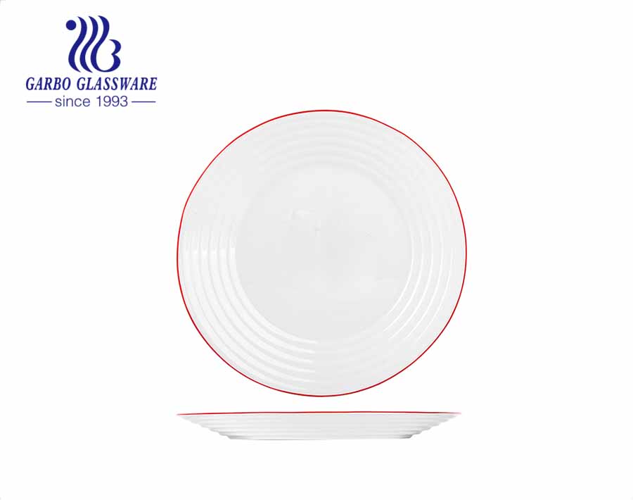 White tempered opal glass 14inch big rectangular dinner plates