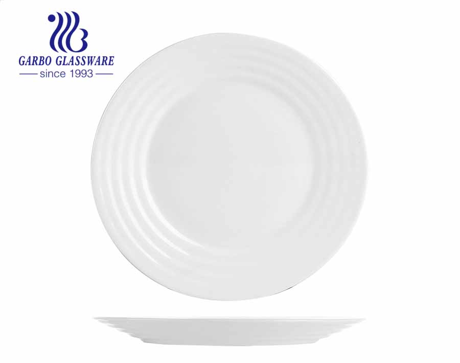 White tempered opal glass 14inch big rectangular dinner plates