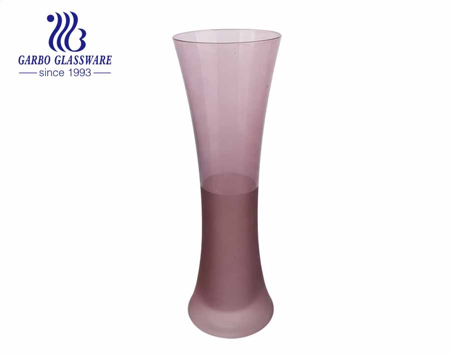 Vaso de vidro para flora com 6 polegadas de altura Vaso de vidro roxo Suporte para flores de vidro