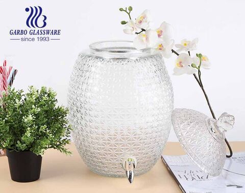 3 Gallonen Bromelienform geschnittenes Design Glassaft Getränkevorratsgläser mit Wasserhahn