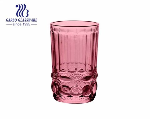 Gobelets en verre colorés pressés de haute qualité de 12 oz pour boire du jus d'eau