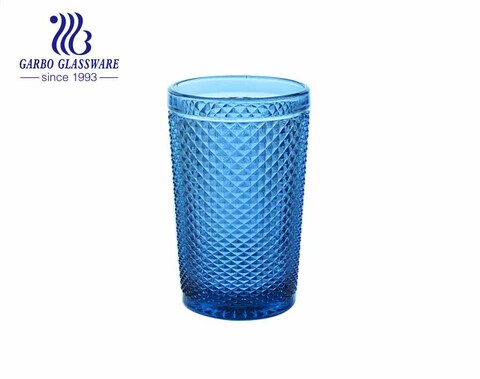 350ml pequeño diseño de diamante jugo de agua vasos de vidrio para beber restaurante colorido usando