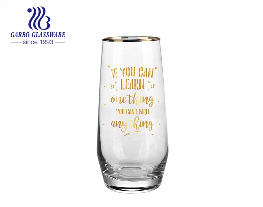 VIP lounge cabin first class luxury glass tumbler and gin glass set with custom decal and gold rim