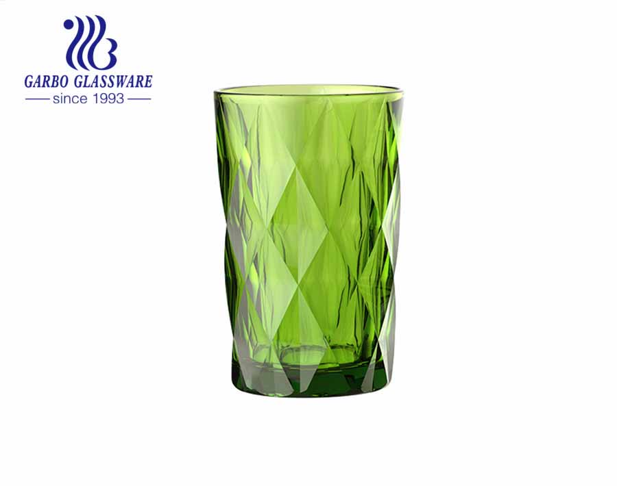 South America Latin markets rhombus diamond engraved glass cups with spraying colors