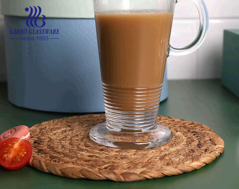 Klassische irische Latte Glas Kaffeetassen Klarglas Tassen mit Griff