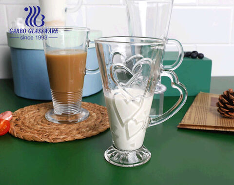 Klassische irische Latte Glas Kaffeetassen Klarglas Tassen mit Griff