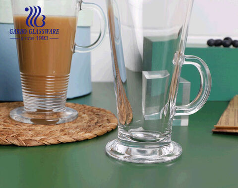 Klassische irische Latte Glas Kaffeetassen Klarglas Tassen mit Griff