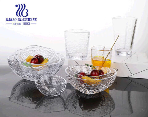 6inch heart-shape clear glass salad bowls with gold rim with high quality and good price