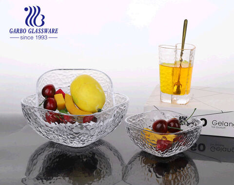 6inch heart-shape clear glass salad bowls with gold rim with high quality and good price