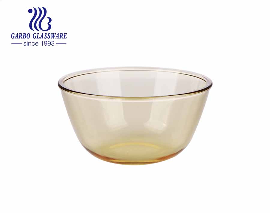 وعاء شوربة زجاجي آمن للخبز من البورسليكات مع غطاء مقاوم للتسرب بلون الشاي الكريستالي للاستخدام اليومي
