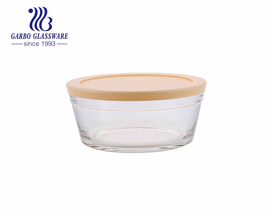 Cuenco de sopa de vidrio seguro para horno de hornear de alto borosilicato con tapa a prueba de fugas de color té de cristal para uso diario