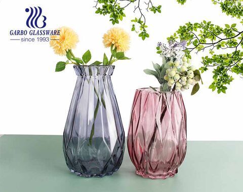 Lila Flora Glas Vase Elagant Fancy Style Tischplatte Glas Blumenhalter für Esszimmer Wohnzimmer Hotel Hochzeitsfeier verwenden