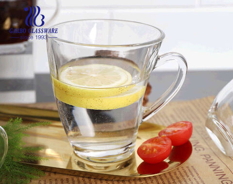 Unique shape glass cups with handles high quality clear C Shape glass mugs for coffee tea drink 