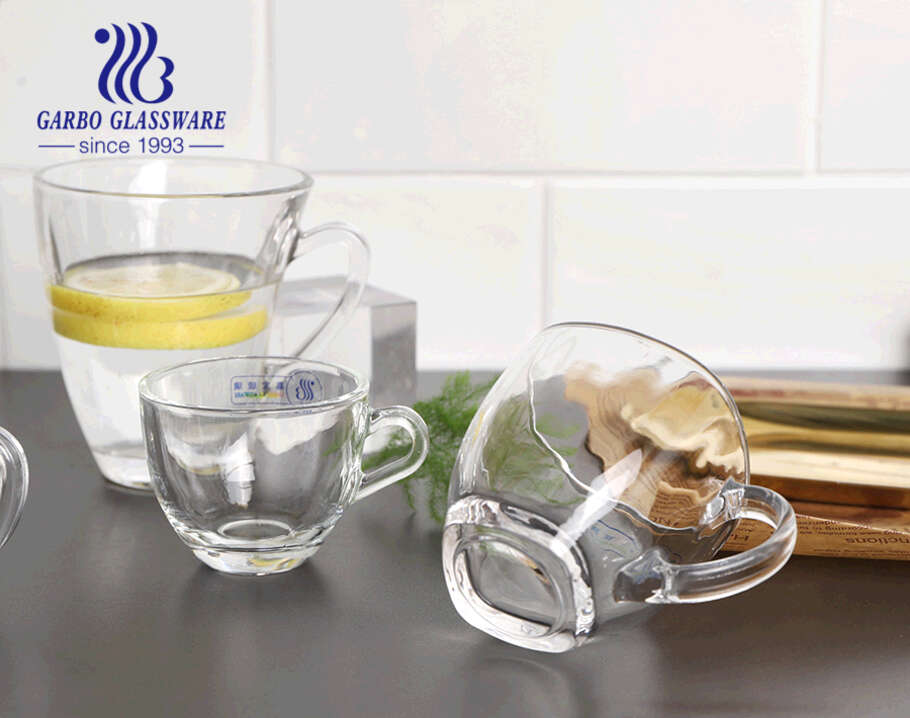 أكواب زجاجية ذات شكل فريد مع مقابض أكواب زجاجية شفافة عالية الجودة على شكل C لشرب القهوة والشاي