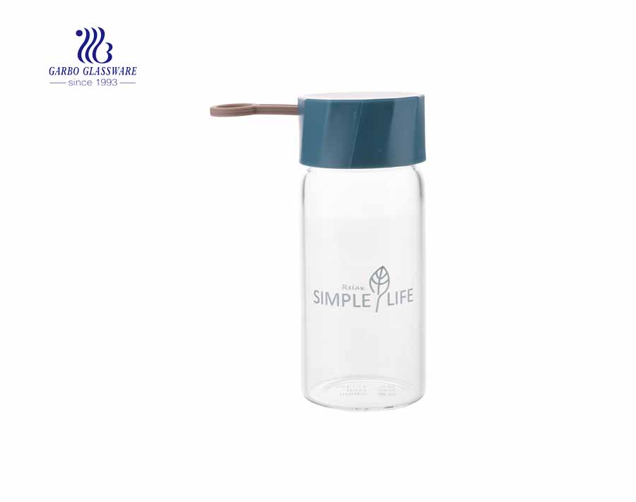  Lead free 500 ml sporty  bottle borosilicate glass lead free bottle with lid for hot and cold water juice 