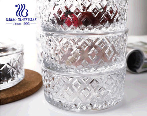 5 inches 3 layers tower lid stackable crystal glass candy dish with lid set of 4 candy box sugar bowl candy buffet storage container