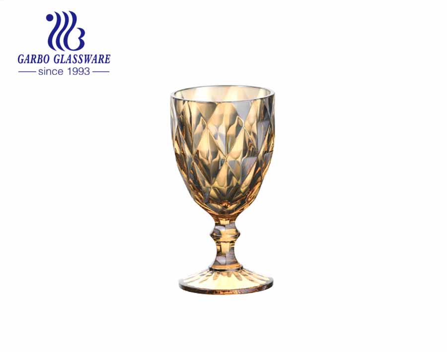 300ml amber color ion plating glass goblets for home restaurant hotel using high quality