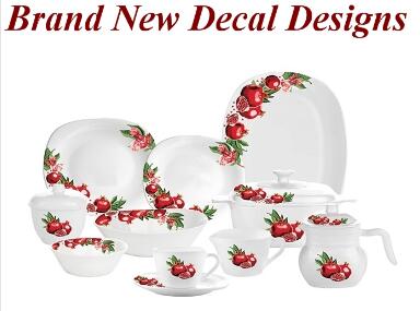 Brand New Garbo Opal Glassware Decal Designs