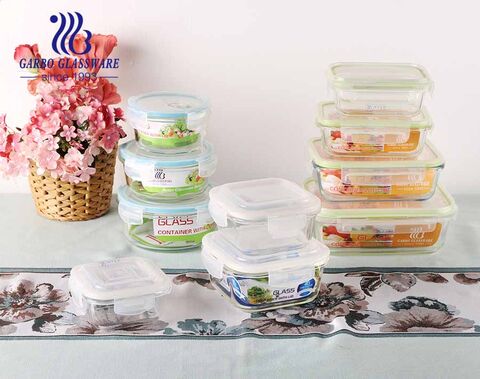 3 PCS high borosilicate glass food canister microwave oven safe glass bowl with customized decal design