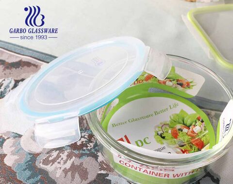 3 PCS high borosilicate glass food canister microwave oven safe glass bowl with customized decal design