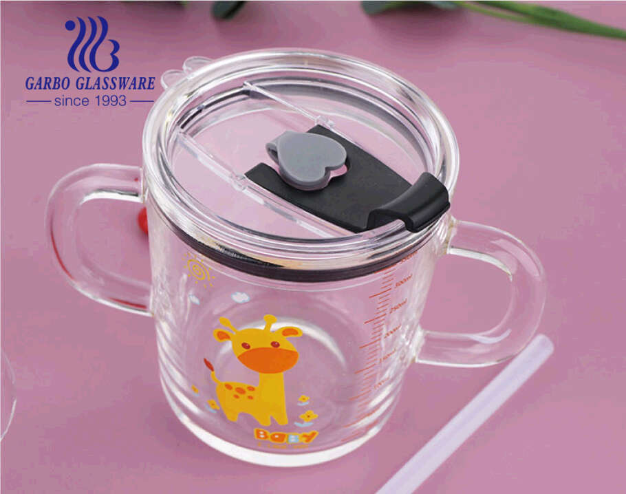 Drinking Cups With Straws Lids Glass Jar Cups With Handle Coffee