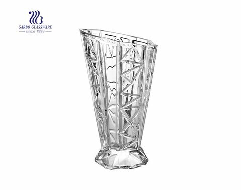 11.5 inches height Floor Style Glass Fancy Clear Transparent Flower Holder Glass Vase  living room hotel wedding party use 