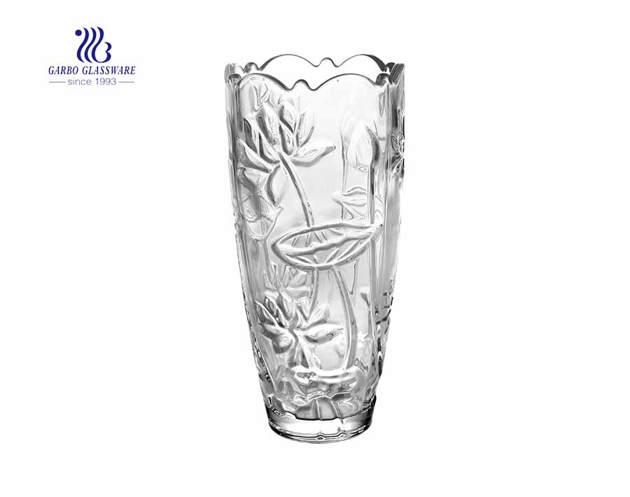 11.5 inches height Floor Style Glass Fancy Clear Transparent Flower Holder Glass Vase  living room hotel wedding party use 
